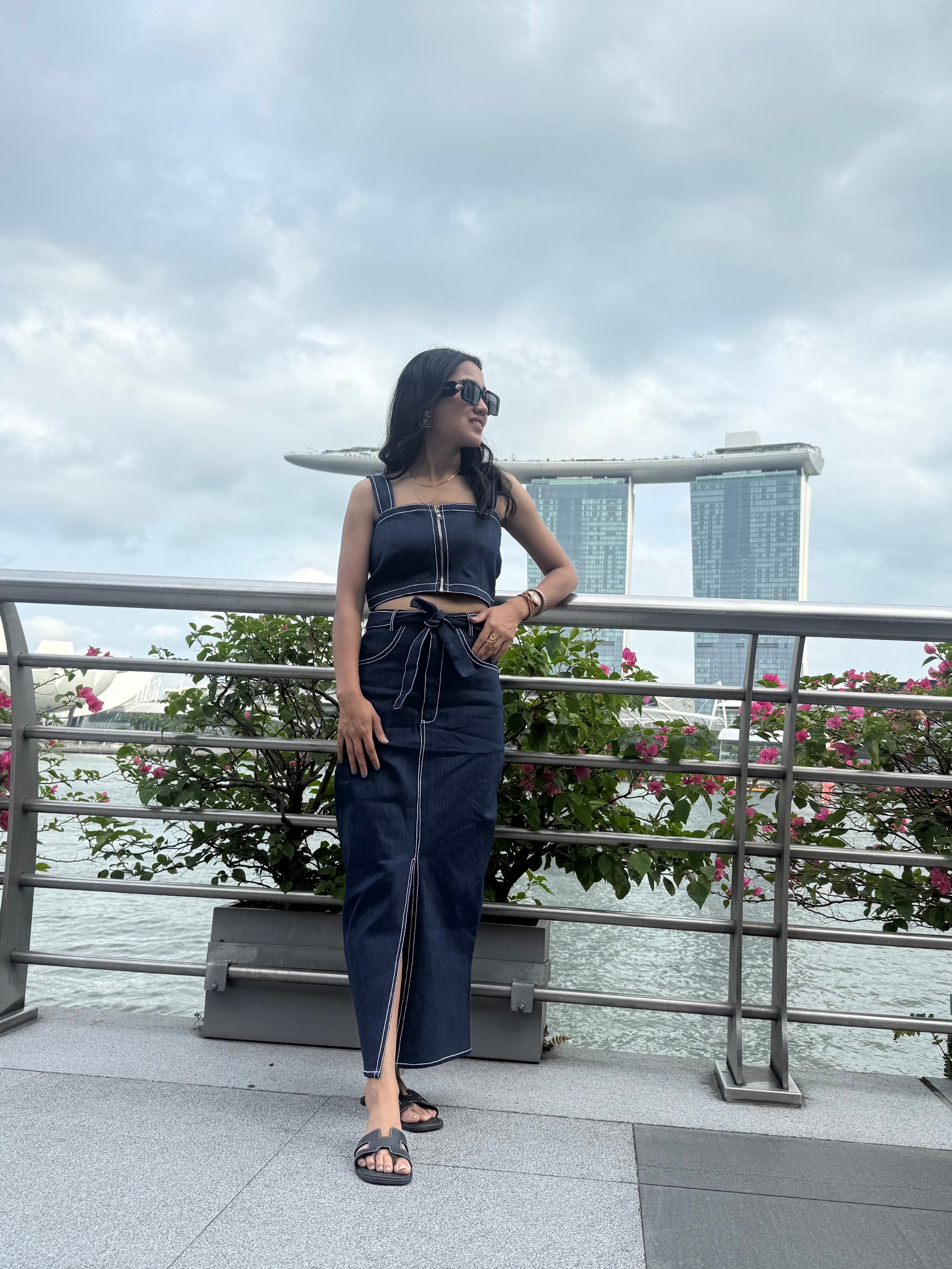 Zip-Front Denim Co-ord Set